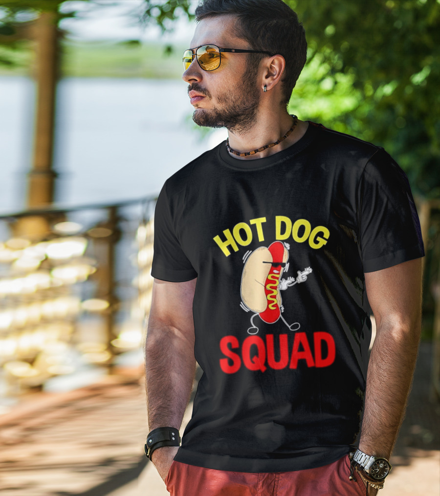 Hot Dog Squad Funny Cartoon Mustard Enthusiasts T-Shirt