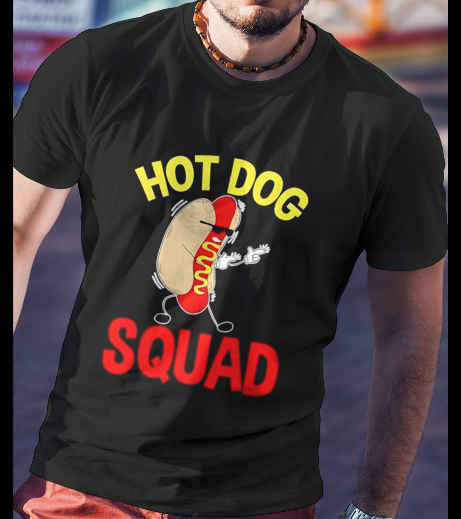 Hot Dog Squad Funny Cartoon Mustard Enthusiasts T-Shirt