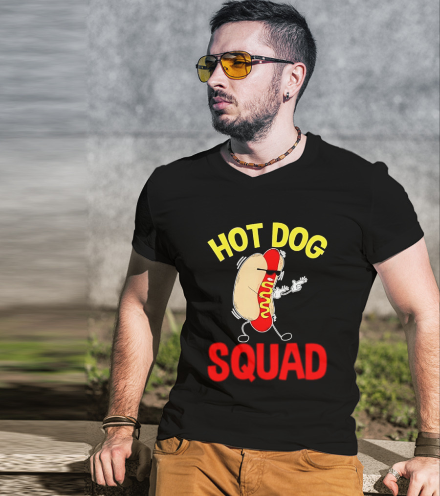 Hot Dog Squad Funny Cartoon Mustard Enthusiasts T-Shirt