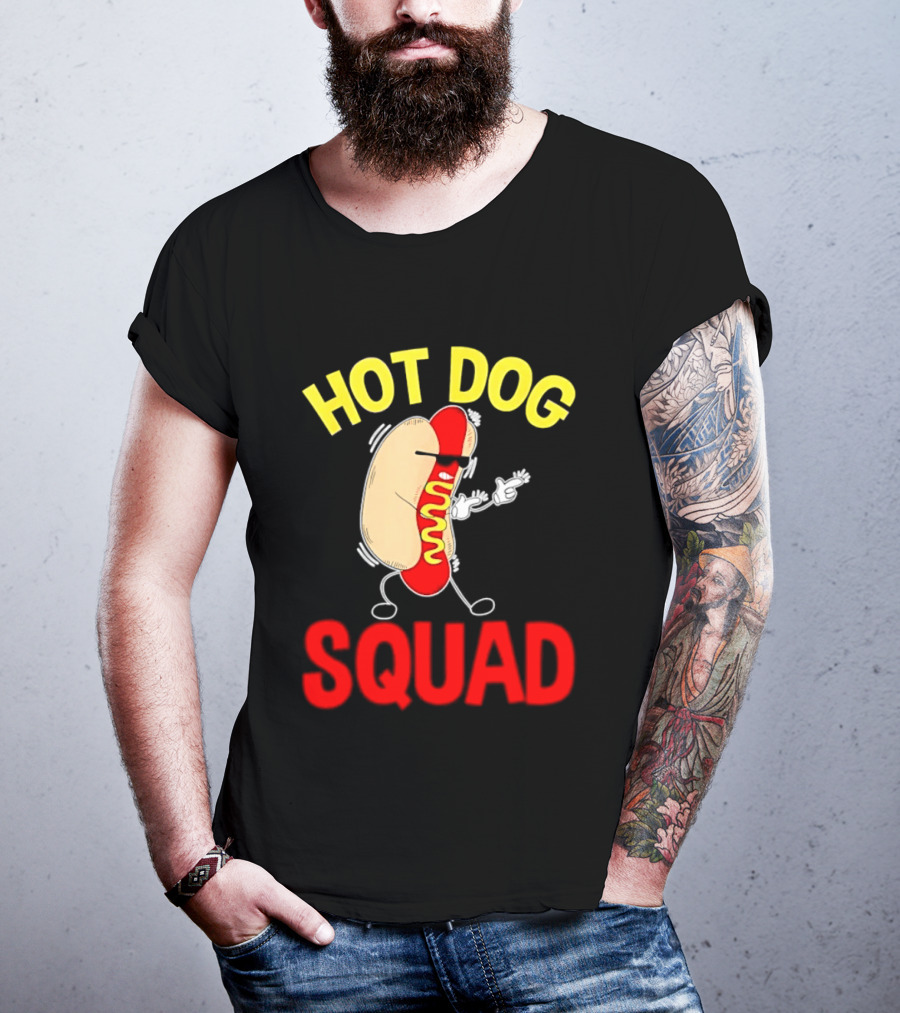 Hot Dog Squad Funny Cartoon Mustard Enthusiasts T-Shirt