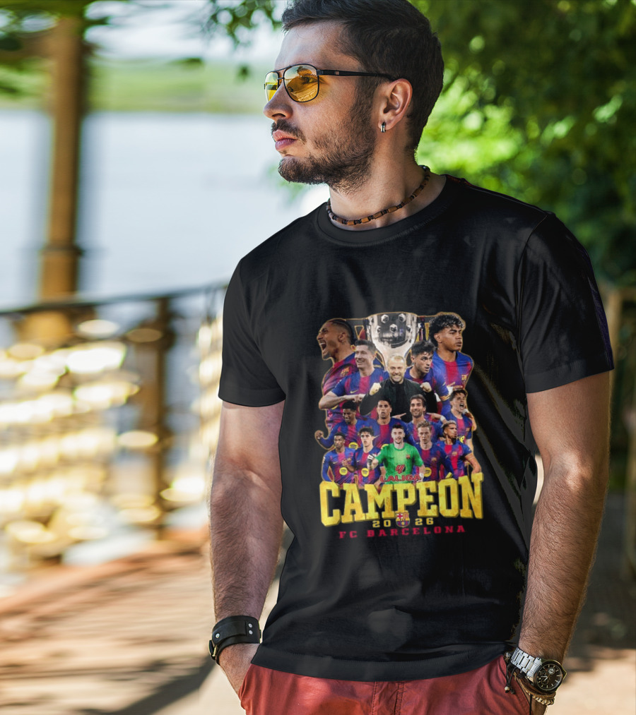 Laliga Campeón 2026 FC Barcelona Players Celebration T-Shirt