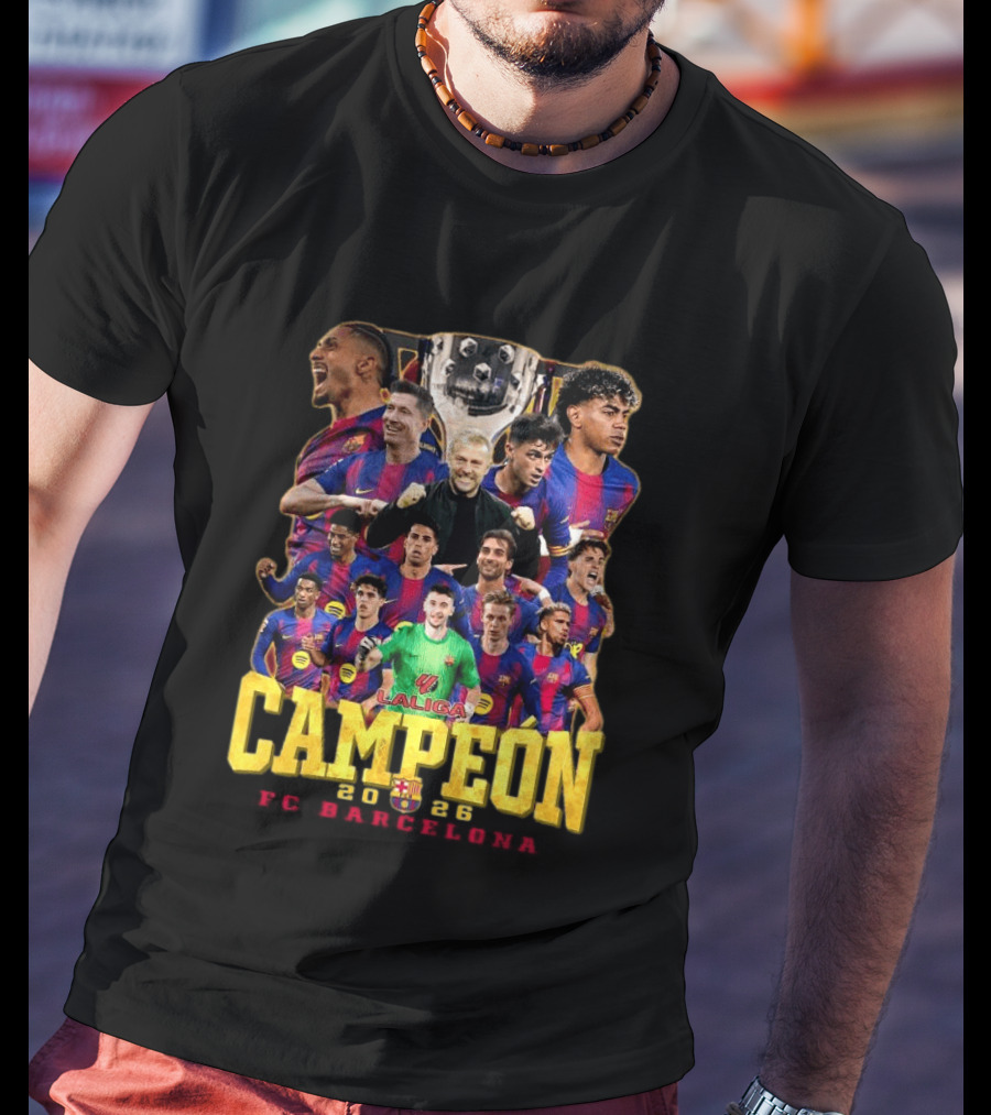 Laliga Campeón 2026 FC Barcelona Players Celebration T-Shirt