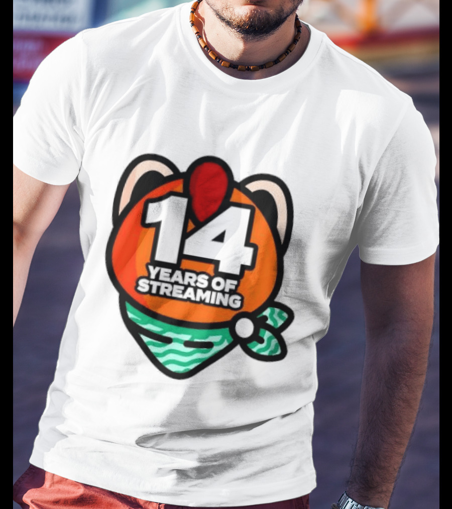 14 Years Of Streaming Cat Ear Design With Bandana T-Shirt