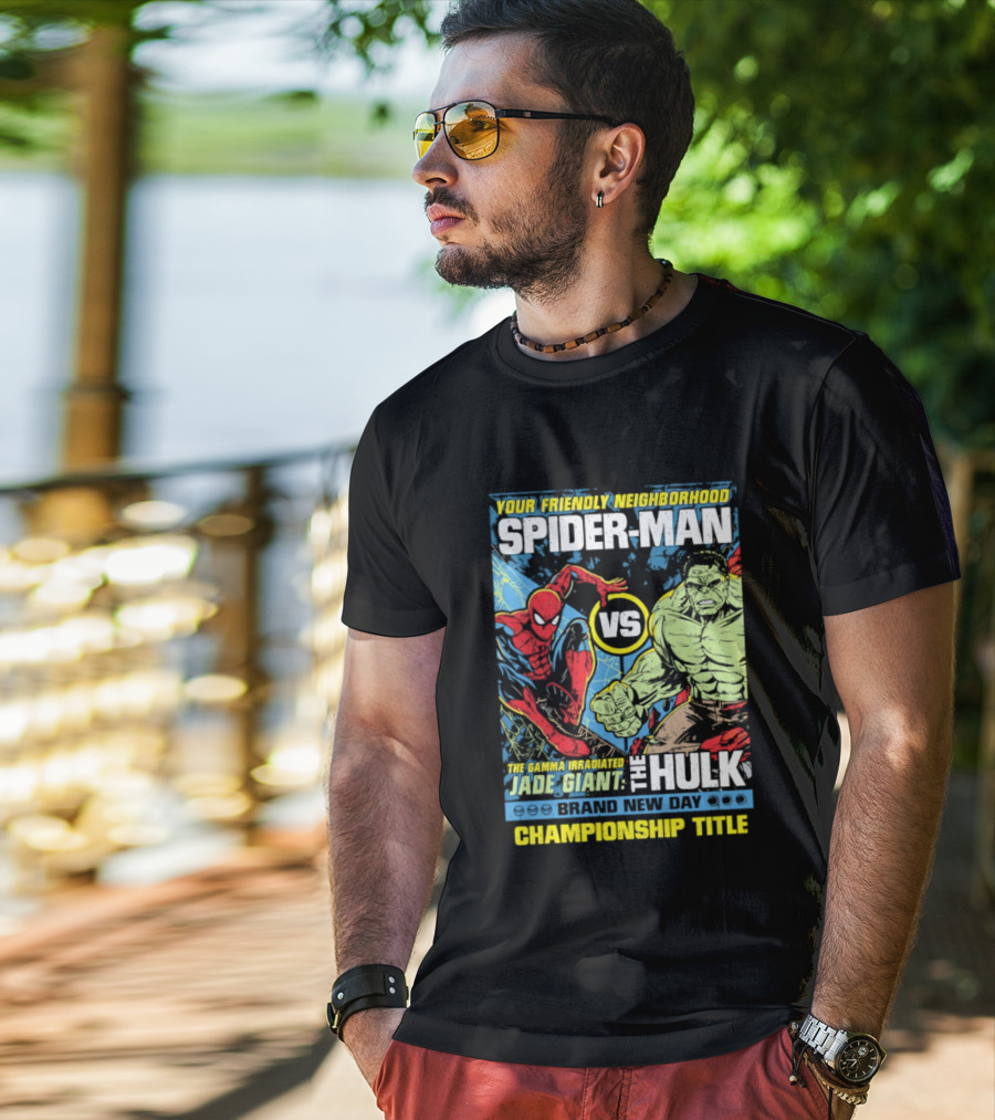 Your Friendly Neighborhood Spider Man Vs The Hulk Championship Title Brand New Day T-Shirt