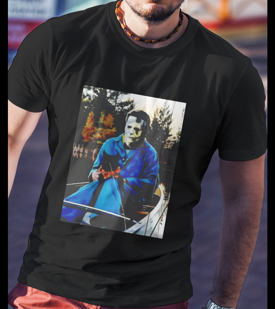 Michael Myers Lake Fishing With Cat In Boat T-Shirt