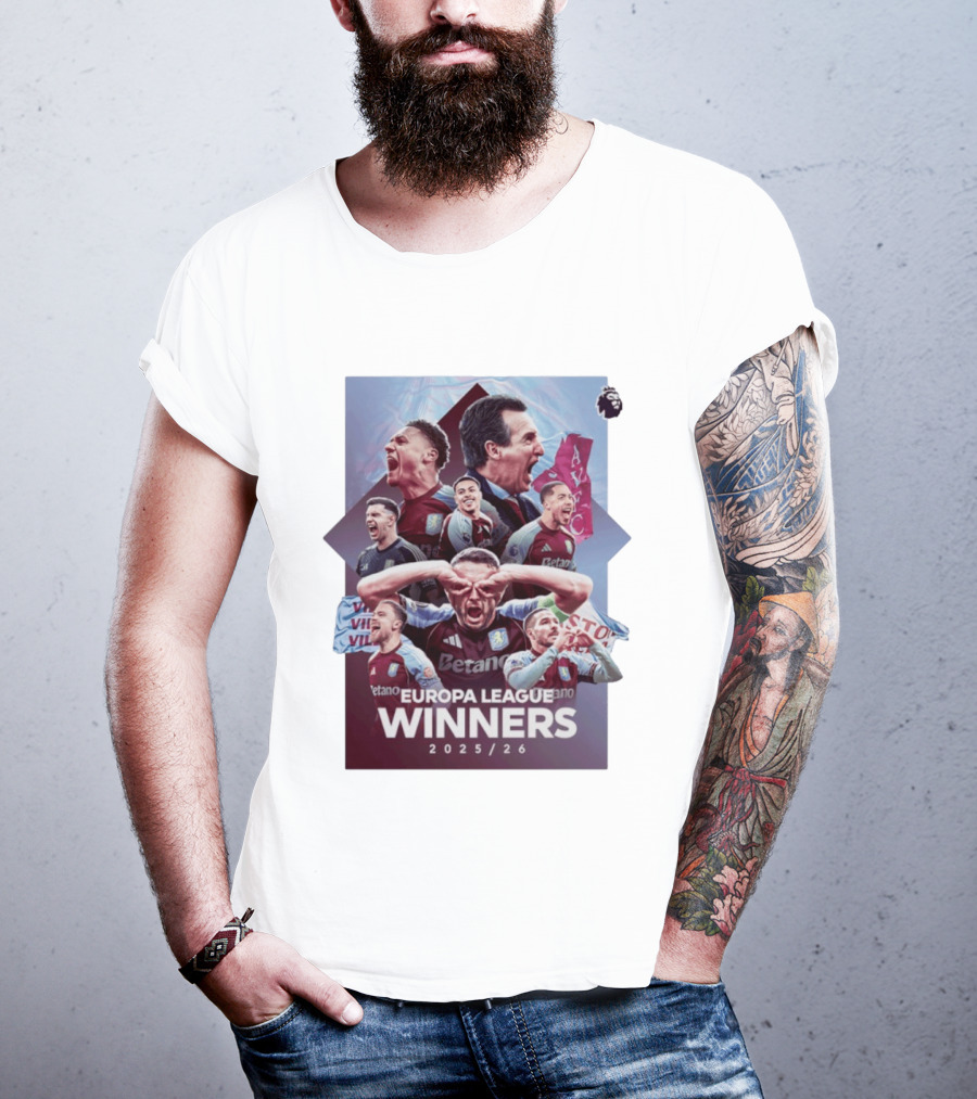 Aston Villa Europa League Champions 2025 2026 Betano Premier League T-Shirt
