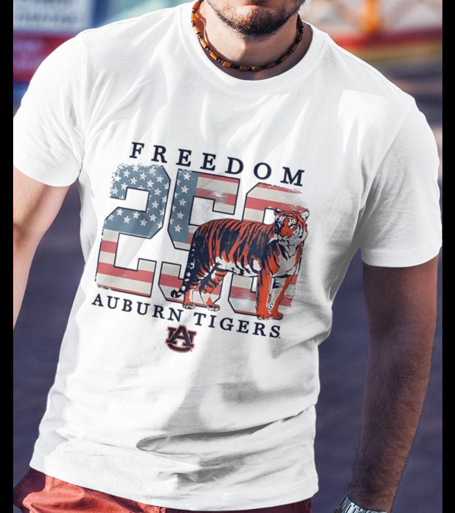 Freedom 250 Auburn Tigers Americana Flag Tiger T-Shirt