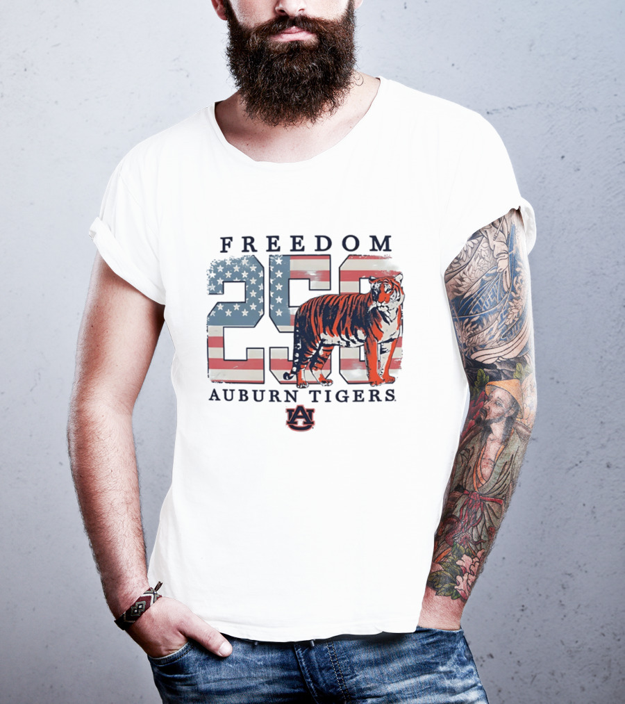 Freedom 250 Auburn Tigers Americana Flag Tiger T-Shirt