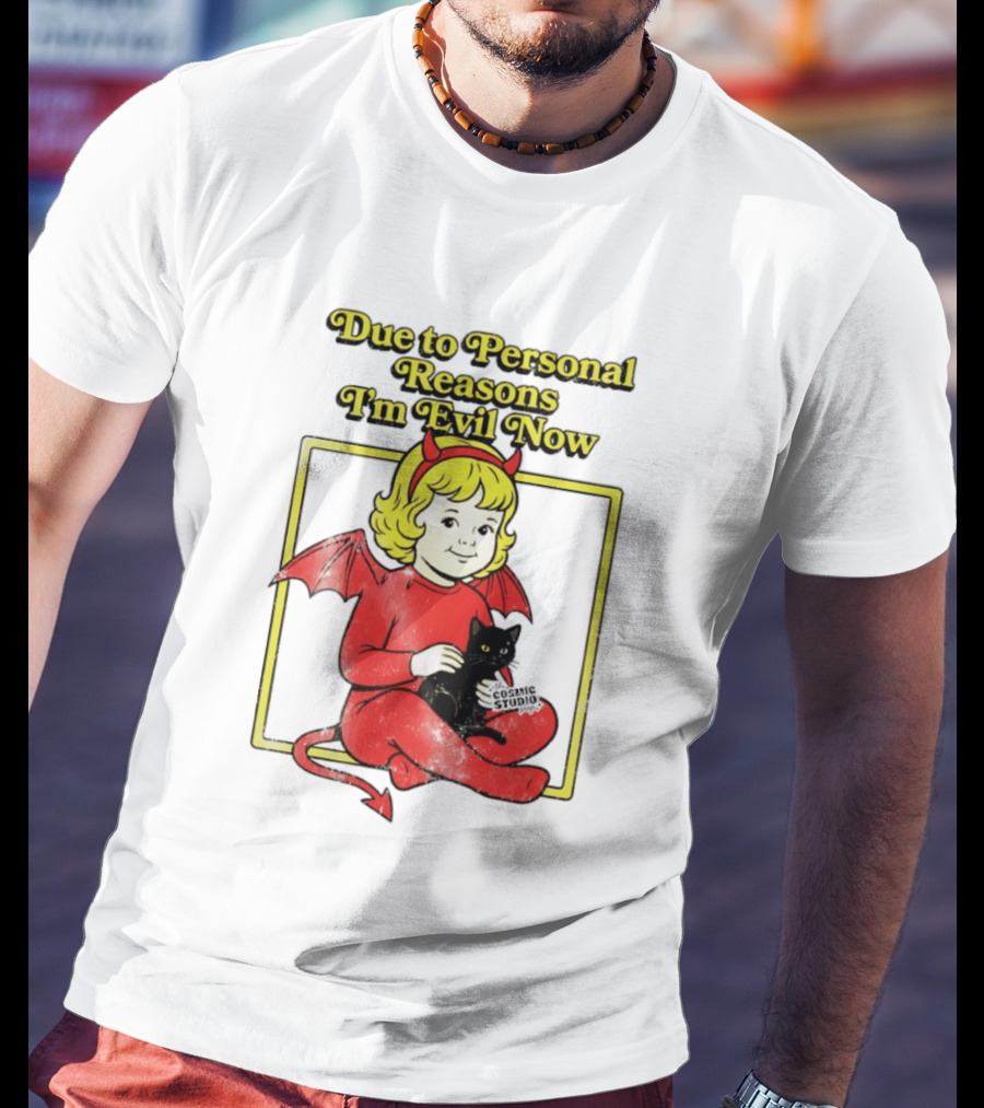 Due To Personal Reasons I'm Evil Now Baby Devil Costume With Black Cat T-Shirt