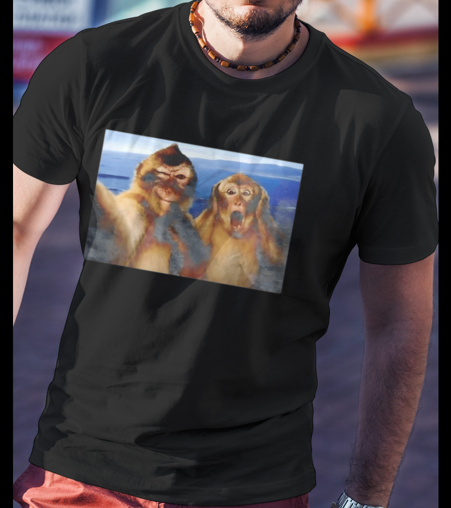 Funny Thinking Monkey Meme Surprised Expression Moments T-Shirt