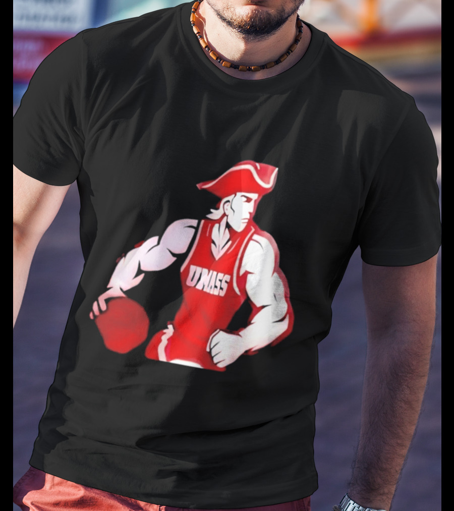 UMass Minutemen Basketball Red Jersey Embroidery T-Shirt