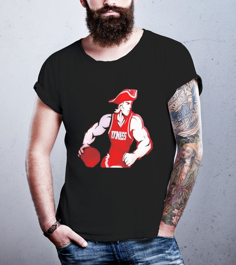 UMass Minutemen Basketball Red Jersey Embroidery T-Shirt