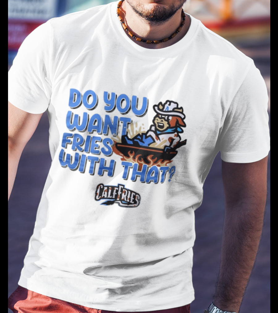 Calf Fries Do You Want Fries With That Cowpoke Frying Pan Flames T-Shirt