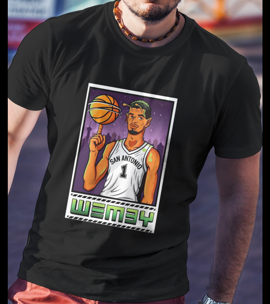 Wembanyama San Antonio Spurs Wemby Giclee Basketball Star Number 1 T-Shirt
