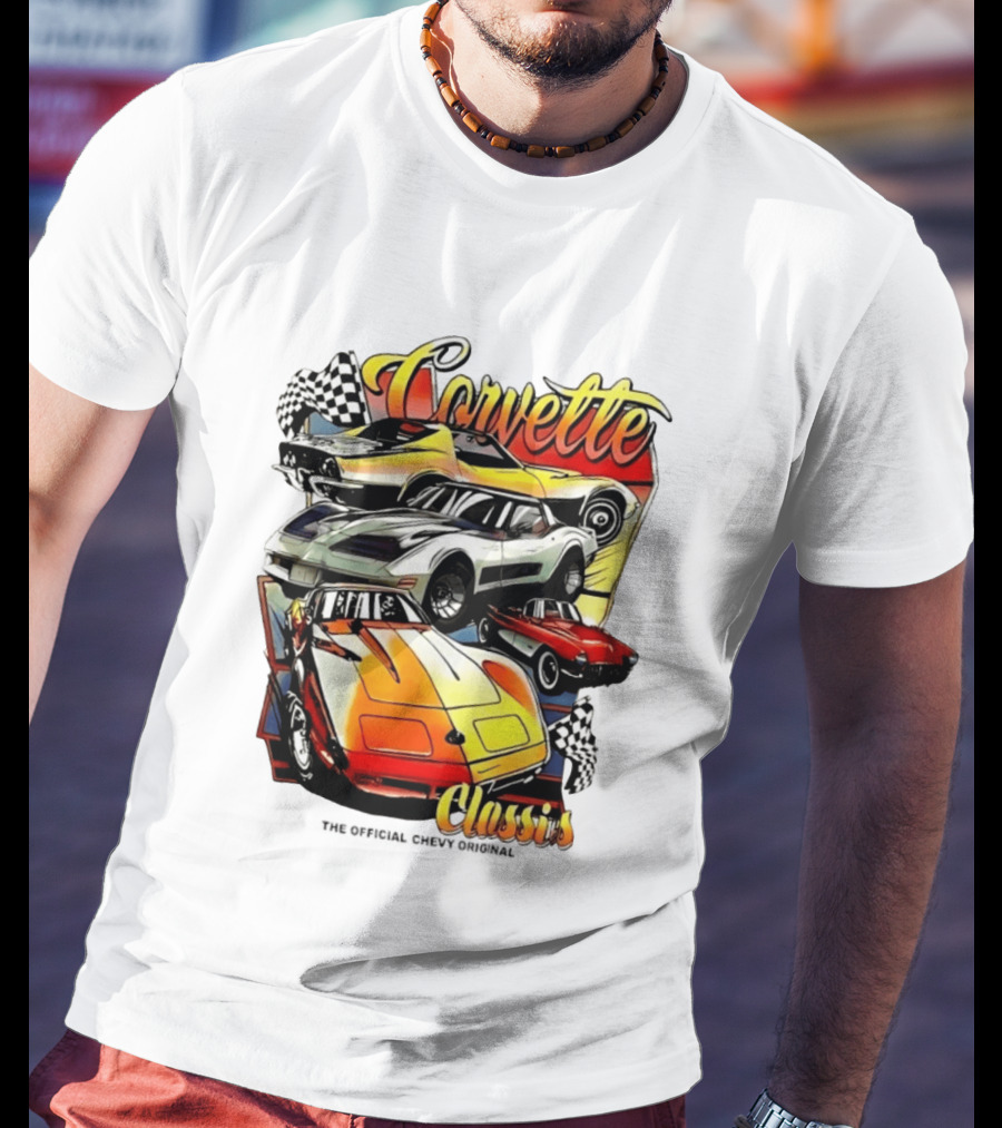Corvette Classics The Official Chevy Original Cars Racing Flags T-Shirt