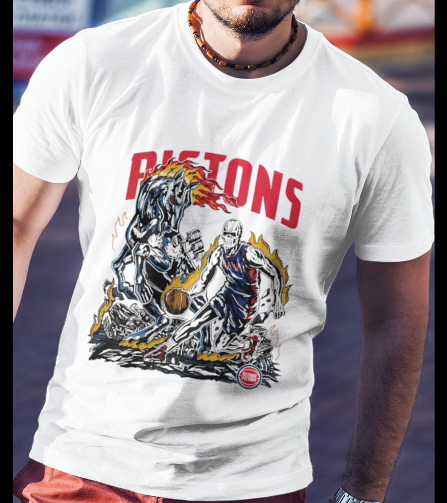 Pistons Warren Lotas 2026 Basketball Flames T-Shirt