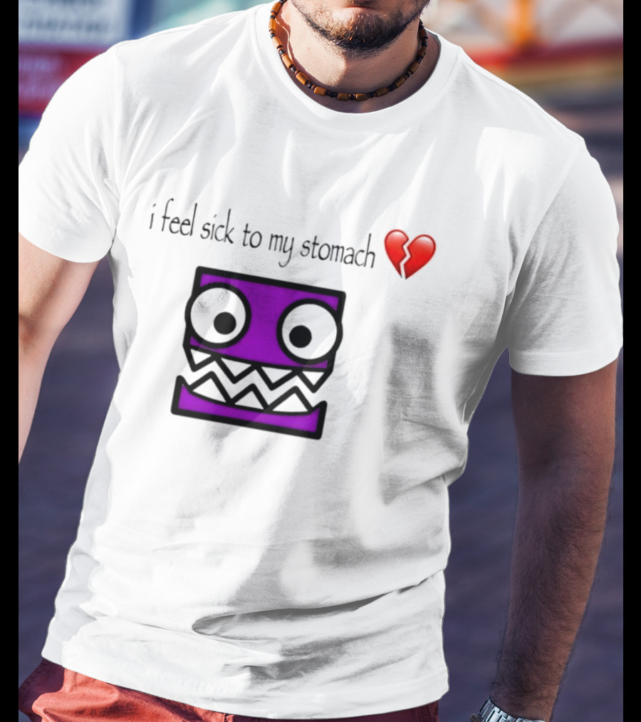 Geometry Dash I Feel Sick To My Stomach Broken Heart Pixel Art Monster T-Shirt