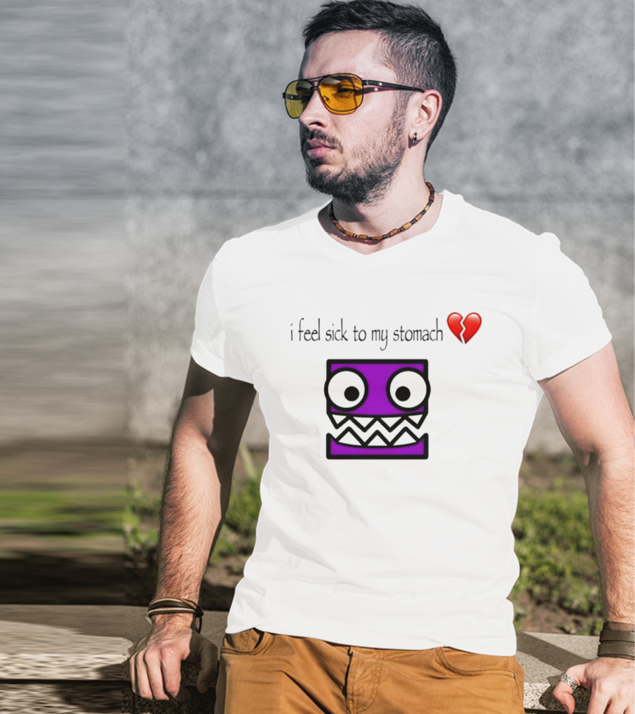 Geometry Dash I Feel Sick To My Stomach Broken Heart Pixel Art Monster T-Shirt