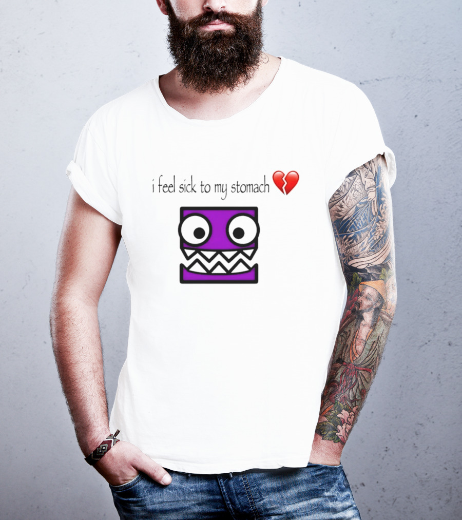Geometry Dash I Feel Sick To My Stomach Broken Heart Pixel Art Monster T-Shirt