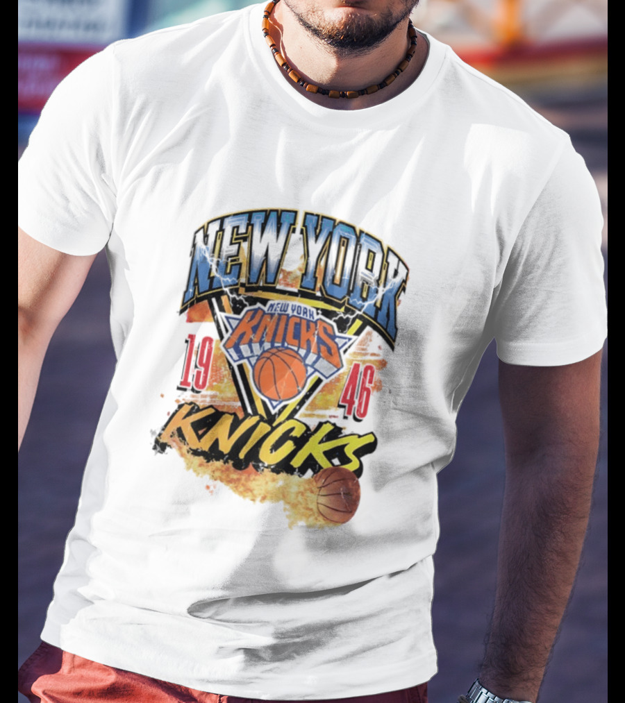New York Knicks 1946 Basketball On Fire T-Shirt