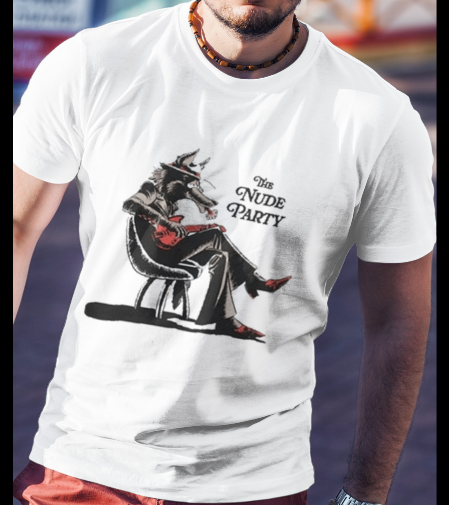 The Nude Party Wolf Playing Electric Guitar T-Shirt