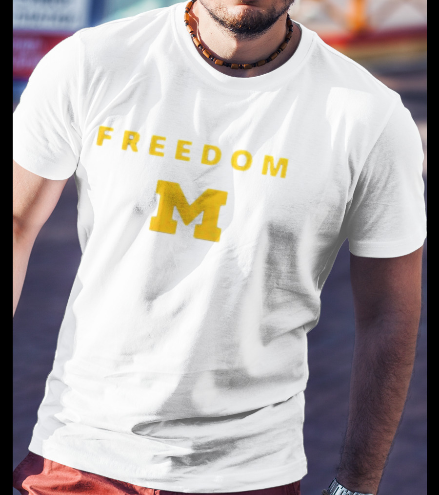 University Of Michigan Freedom M Charlie Kirk 2 Sided T-Shirt