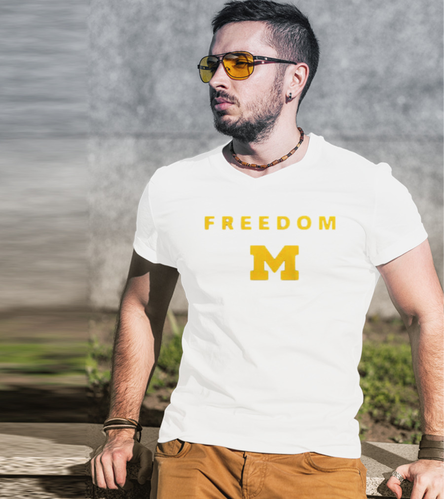 University Of Michigan Freedom M Charlie Kirk 2 Sided T-Shirt