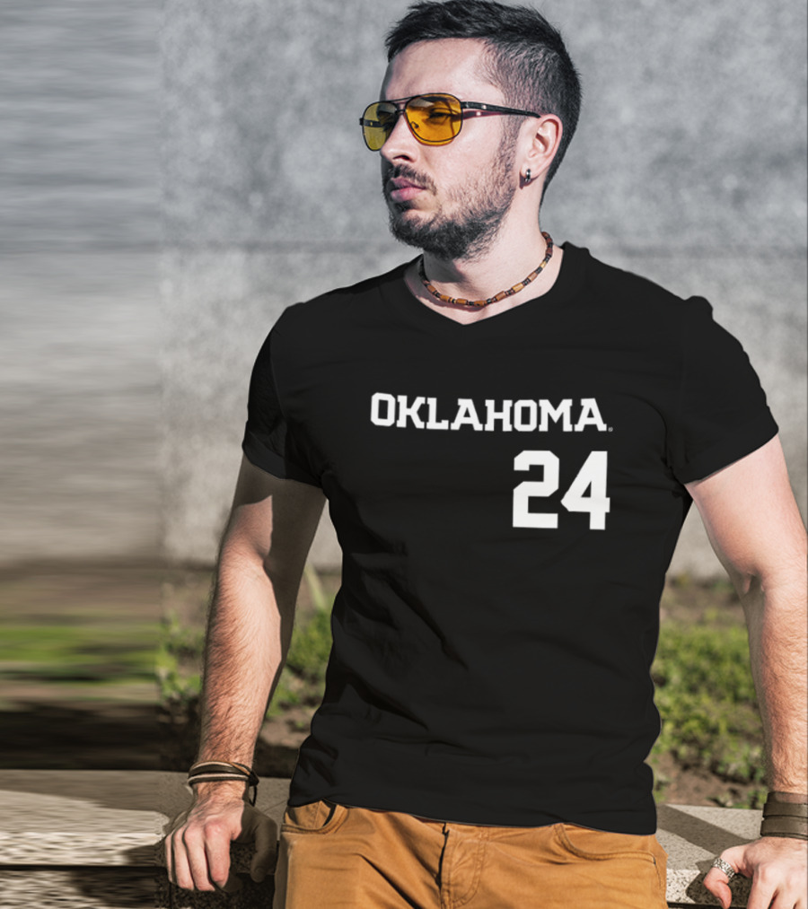 Oklahoma 24 Audrey Lowry Sooners Softball Name And Number Two Sided T-Shirt