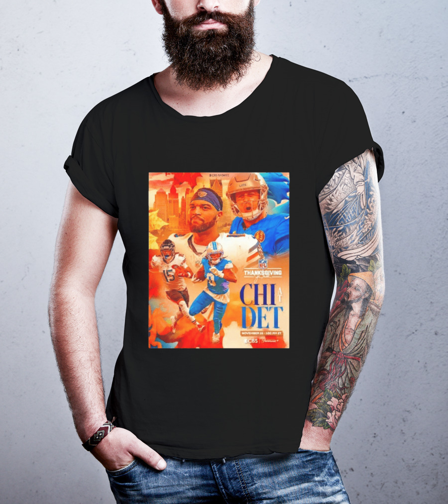 NFL Thanksgiving Day Game Chicago Bears Vs Detroit Lions Nov 26 CBS Sports T-Shirt