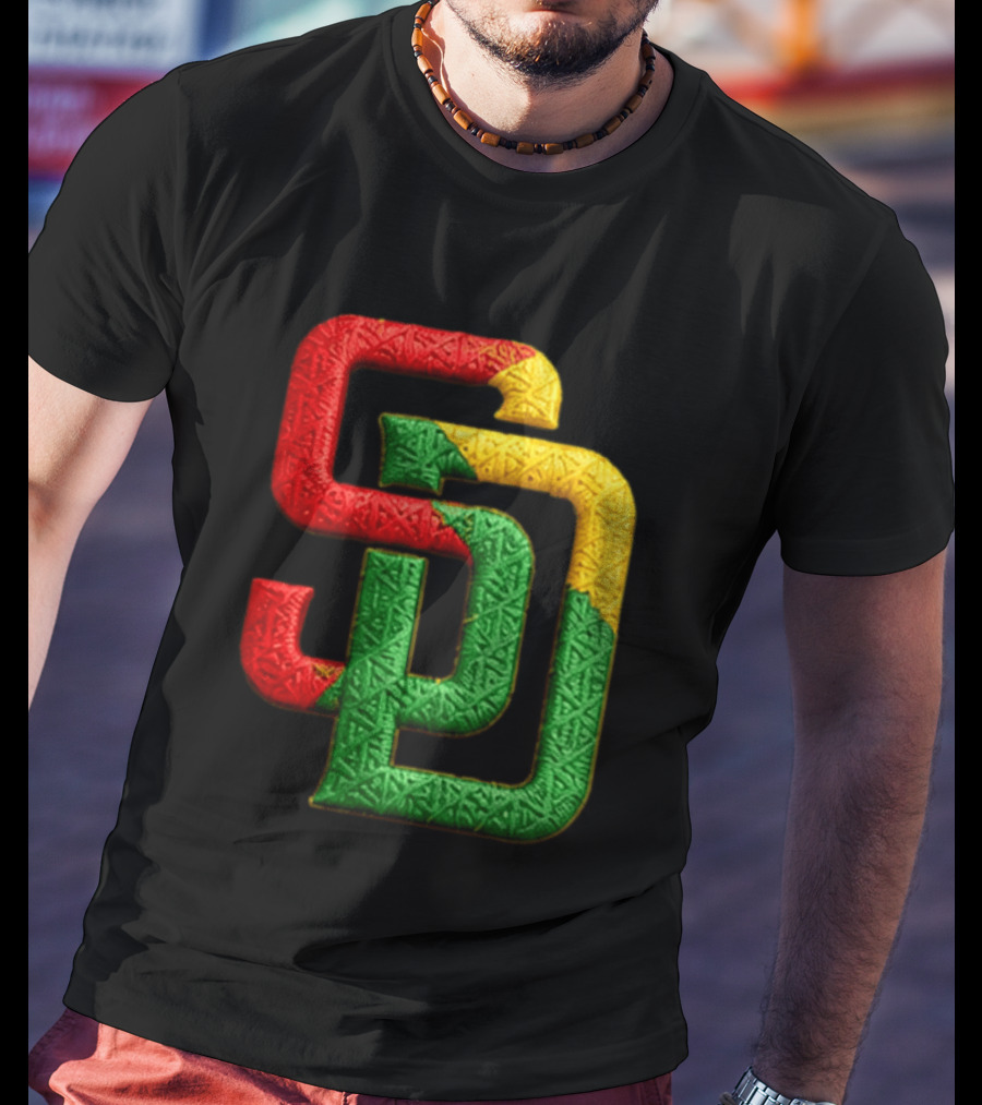 Padres African American Heritage 2026 Giveaway SD Red Gold Green T-Shirt