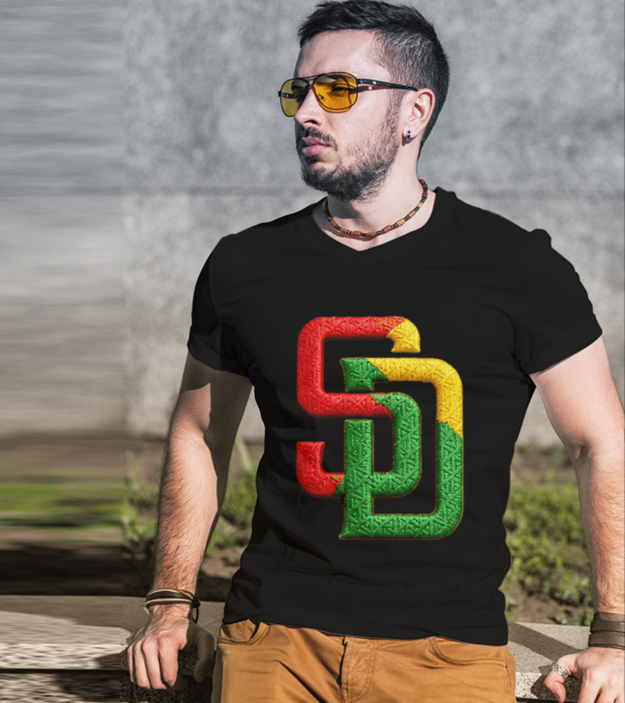 Padres African American Heritage 2026 Giveaway SD Red Gold Green T-Shirt