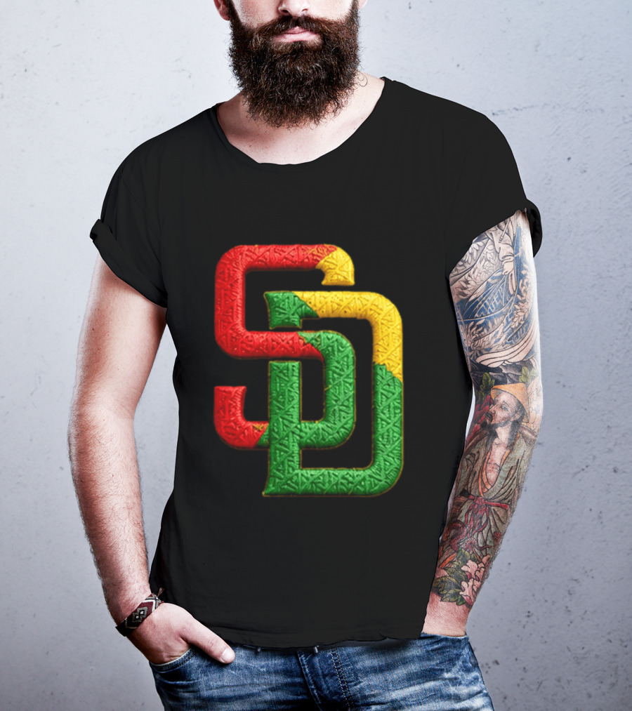 Padres African American Heritage 2026 Giveaway SD Red Gold Green T-Shirt