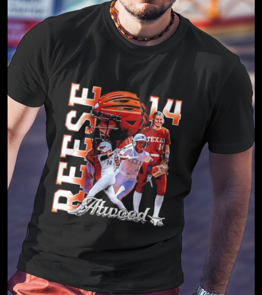 Reese Atwood 14 Texas Longhorns Softball Player White Uniform And Red Helmet T-Shirt