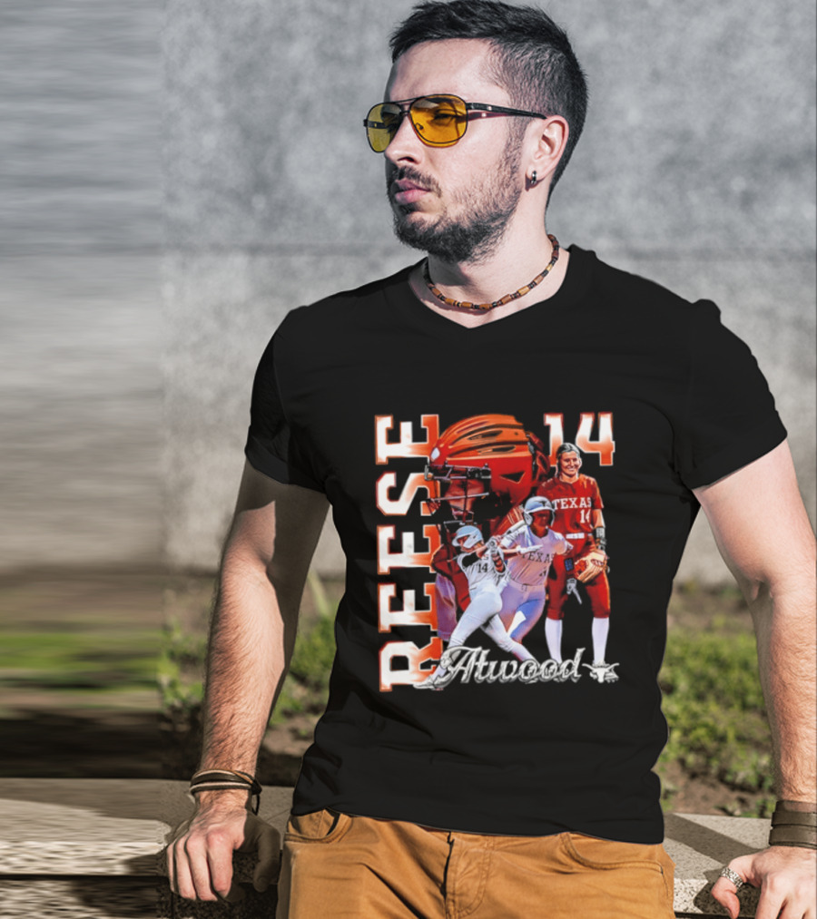 Reese Atwood 14 Texas Longhorns Softball Player White Uniform And Red Helmet T-Shirt