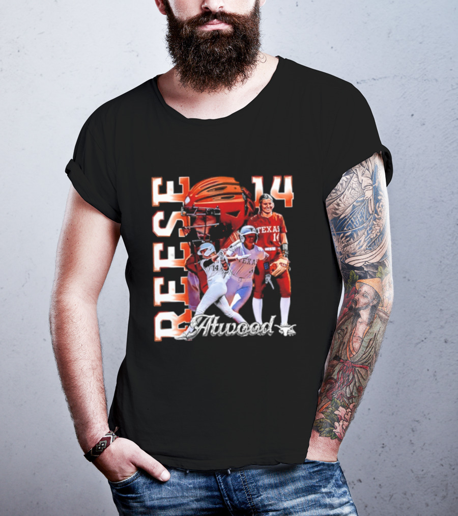 Reese Atwood 14 Texas Longhorns Softball Player White Uniform And Red Helmet T-Shirt