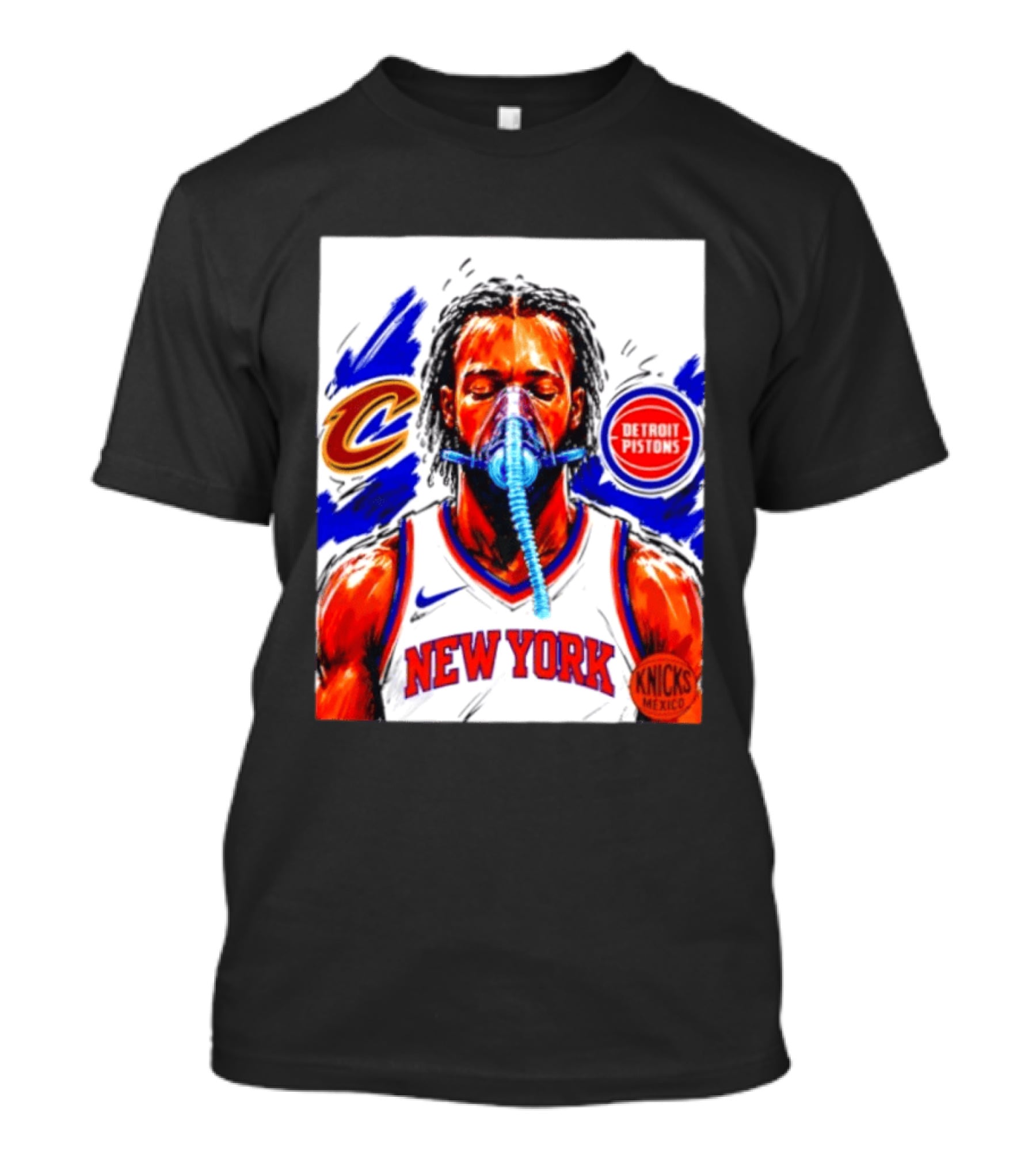 New York Knicks Jalen Brunson Vs Detroit Pistons Cleveland Cavaliers Matchup Knicks Mexico T-Shirt