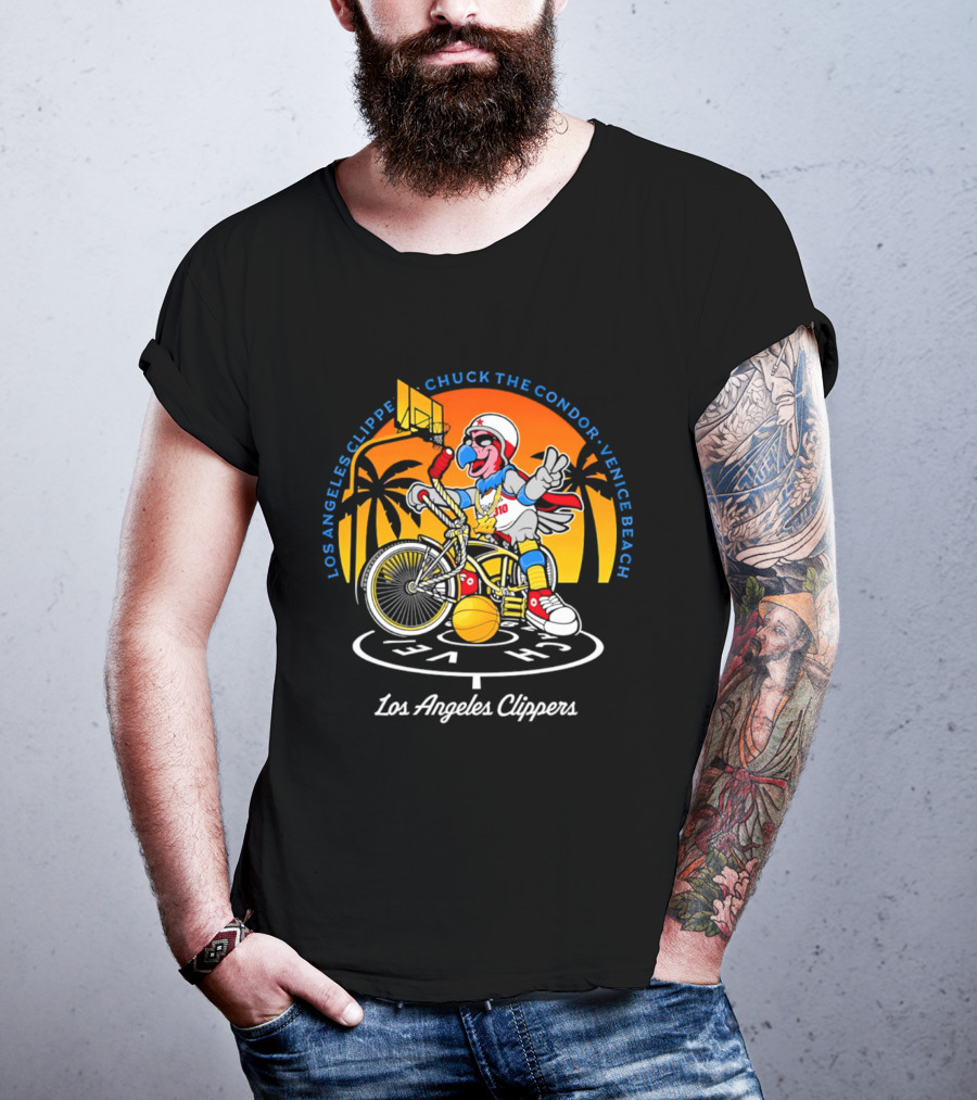 Los Angeles Clippers Chuck The Condor Venice Beach Bicycle Sunset T-Shirt
