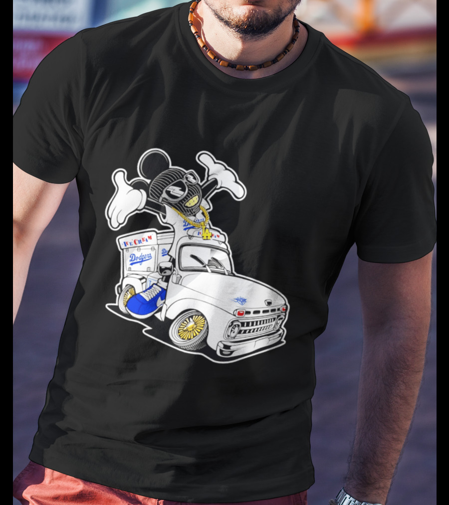 Los Angeles Dodgers Mickey Ice Cream Truck Sneaker Chain T-Shirt