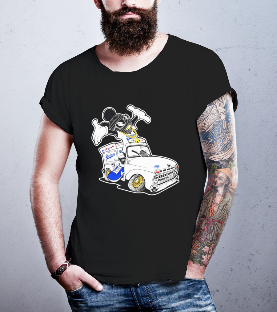 Los Angeles Dodgers Mickey Ice Cream Truck Sneaker Chain T-Shirt