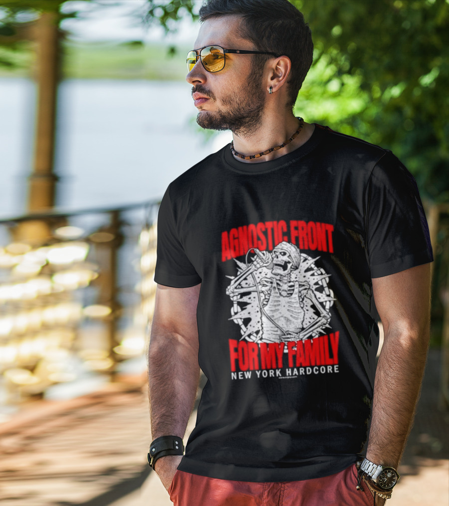 Agnostic Front Skeleton For My Family New York Hardcore T-Shirt
