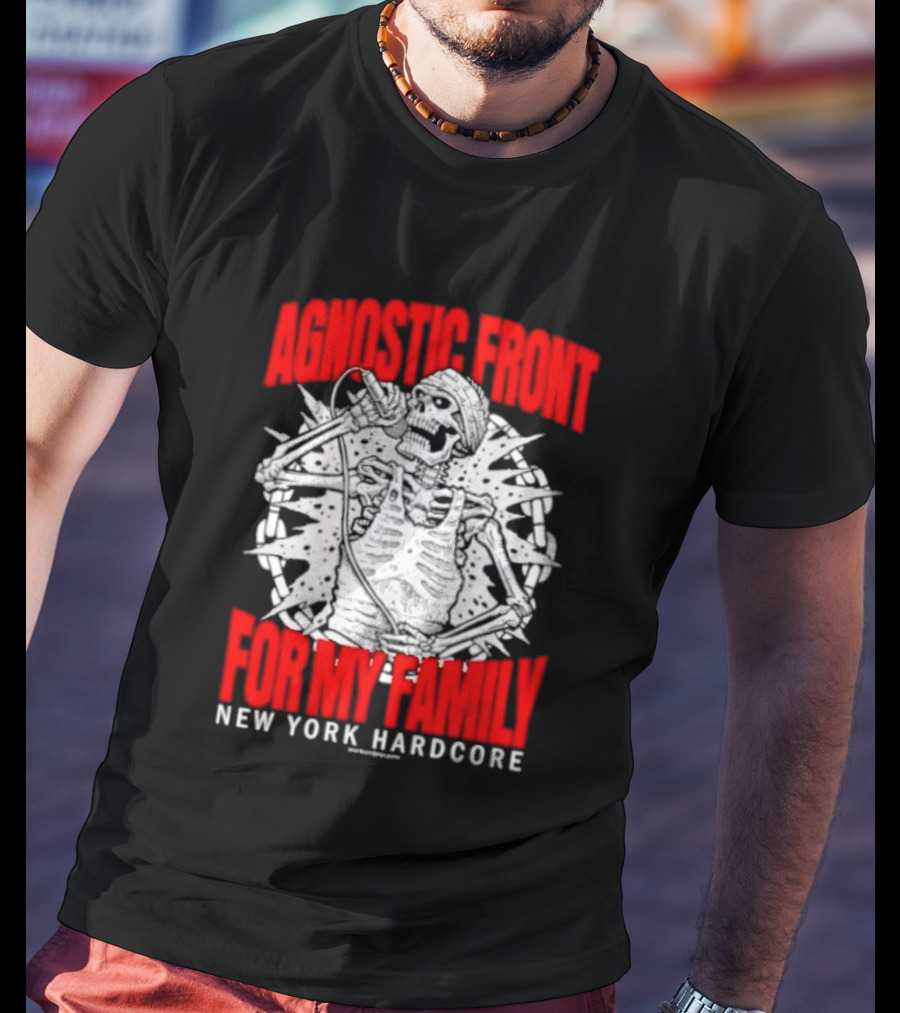Agnostic Front Skeleton For My Family New York Hardcore T-Shirt