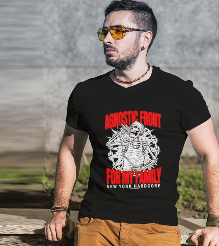 Agnostic Front Skeleton For My Family New York Hardcore T-Shirt