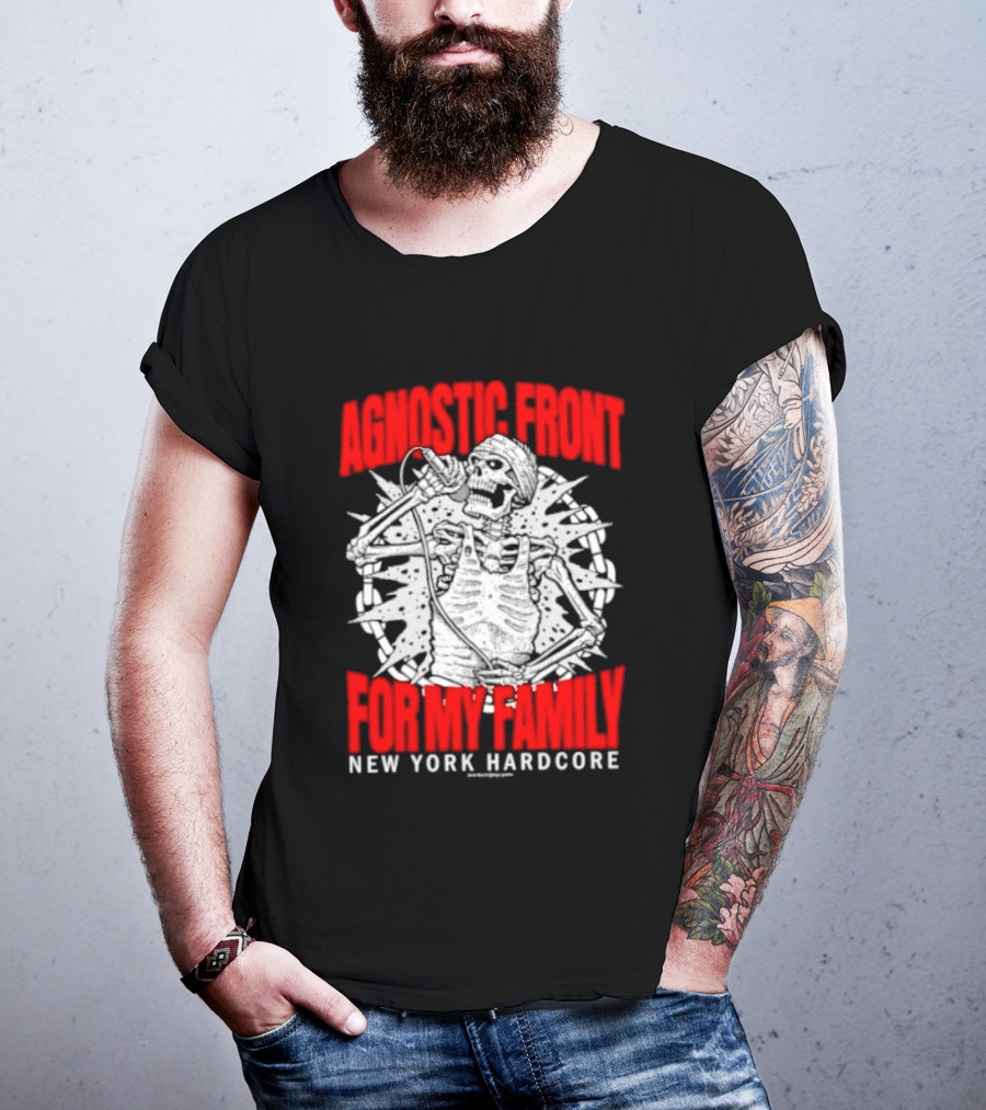 Agnostic Front Skeleton For My Family New York Hardcore T-Shirt