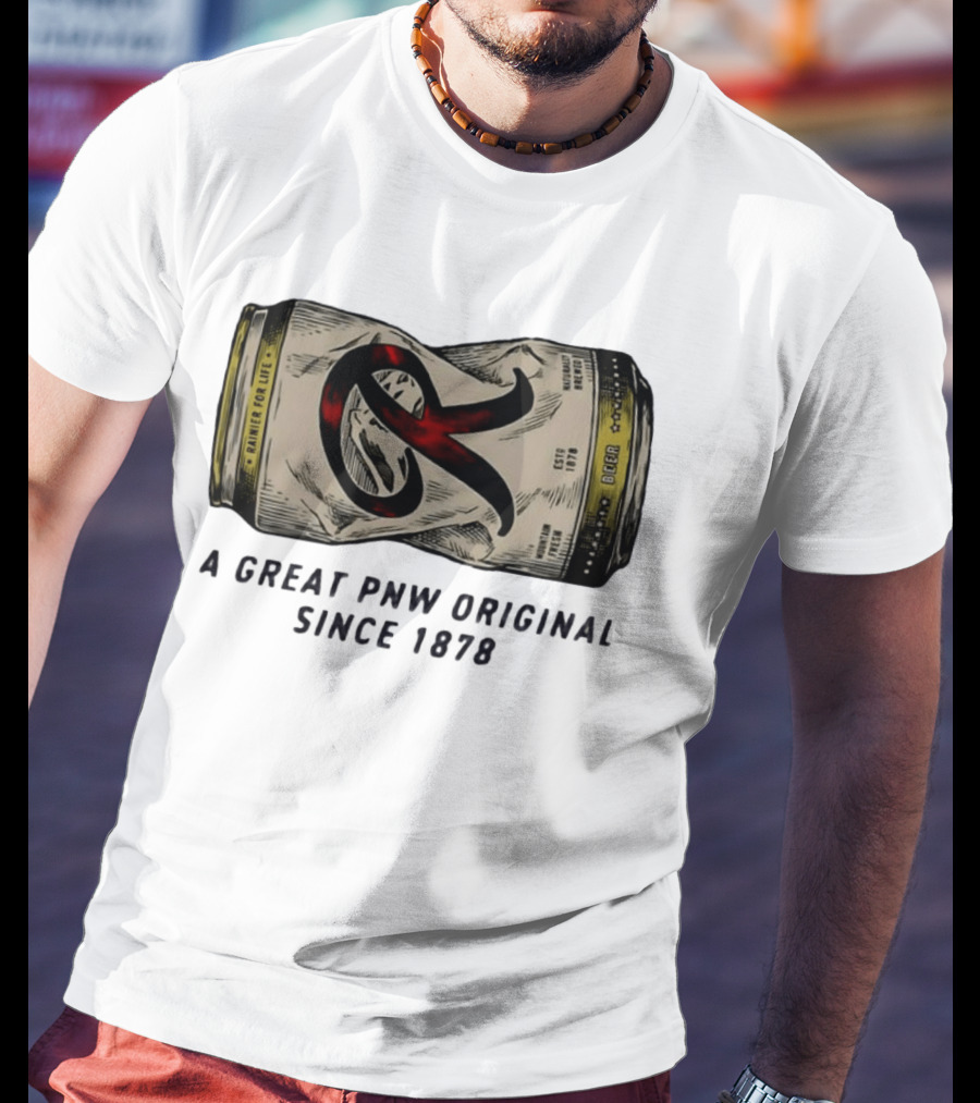Rainier Beer Crushed Can A Great PNW Original Rainier For Life Since 1878 T-Shirt