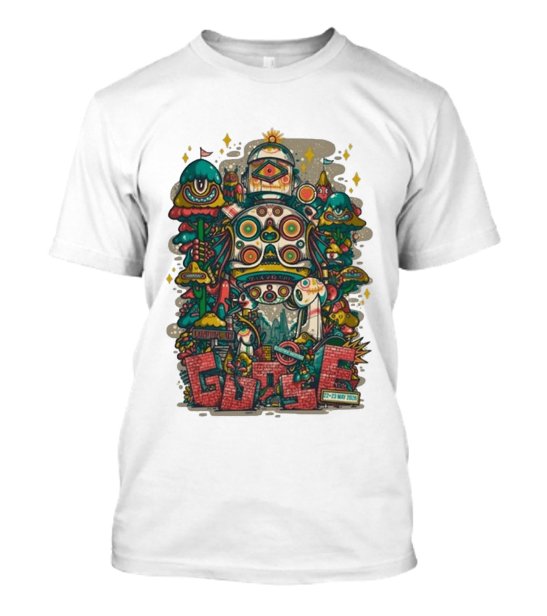 Goose London UK Tour May 22 23 2026 Psychedelic Robot Mushroom T-Shirt