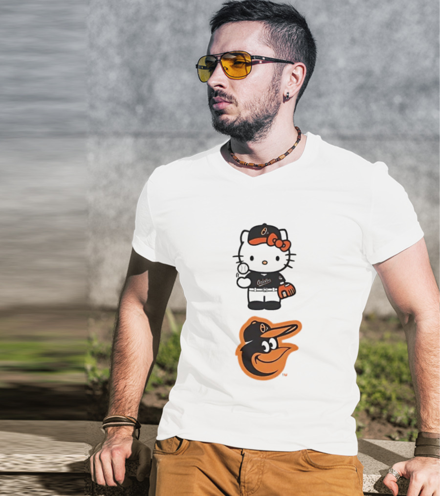 Hello Kitty Baltimore Orioles Baseball Fan Merchandise T-Shirt