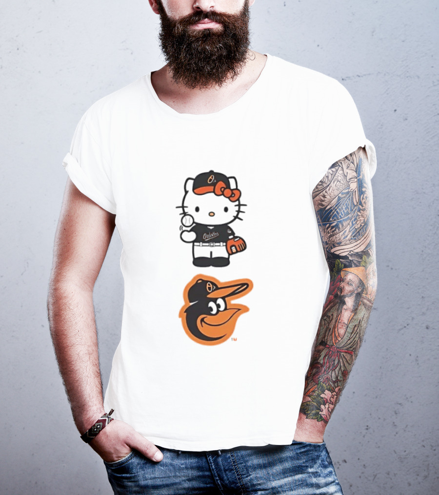 Hello Kitty Baltimore Orioles Baseball Fan Merchandise T-Shirt