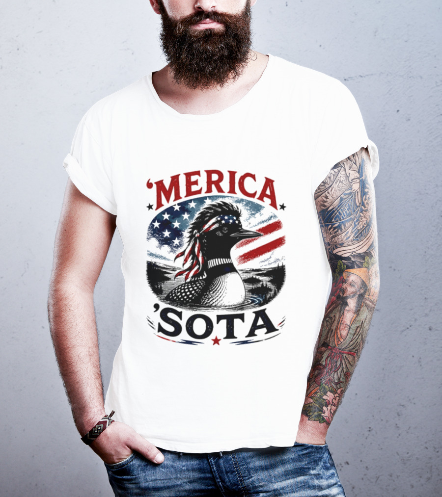 Merica 'Sota Loon Stars Stripes American Flag T-Shirt