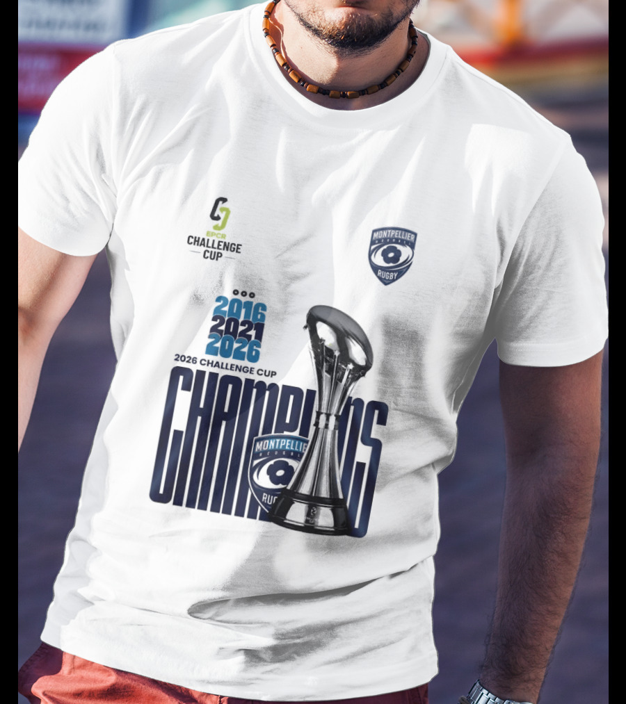 Montpellier Herault Champions European Rugby Challenge Cup 2016 2021 2026 T-Shirt