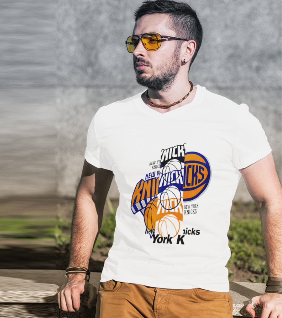 New York Knicks Basketball Collage Fragmented T-Shirt